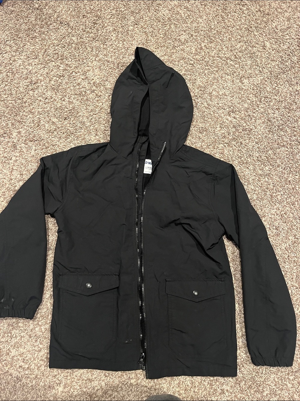 Old Navy Boys Black Hooded Windbreaker /lined RainJacket